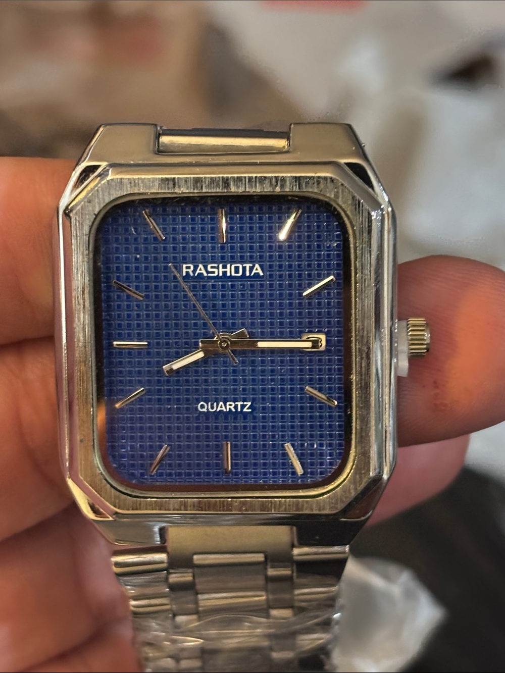 Men's Blue Dial Stainless Steel Quartz Watch